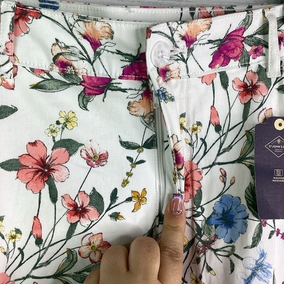 ST JHON’S BAY‎ PLUS SIZE 14 BOTANICAL FLORAL CAPRI PANTS SPRING EASTER SUMMER - Picture 5 of 13